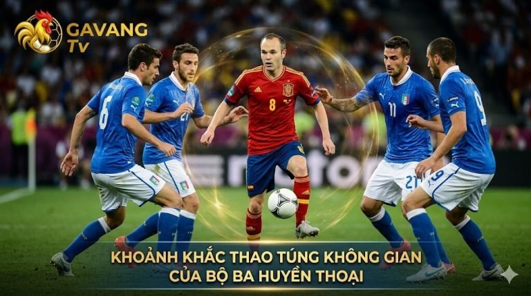 Khoảnh khắc Andres Iniesta thoát pressing giữa vòng vây 5 cầu thủ đối phương, thể hiện khả năng thao túng không gian và yêu cầu kỹ thuật cá nhân cực cao trong lối chơi Tiki Taka.