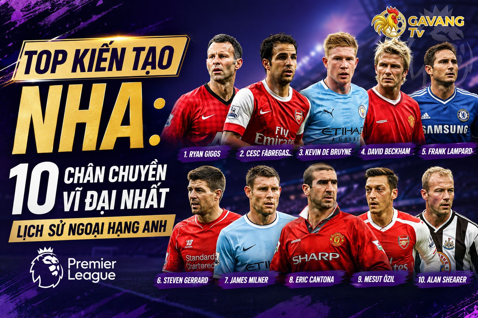 Top kiến tạo NHA: 10 chân chuyền vĩ đại nhất lịch sử Ngoại hạng Anh
