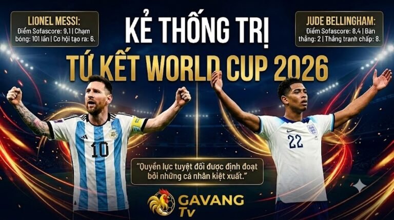 Lionel Messi và Jude Bellingham dẫn đầu đội hình tiêu biểu tứ kết World Cup 2026 với điểm số thống kê kỷ lục được tổng hợp trên Gavang TV